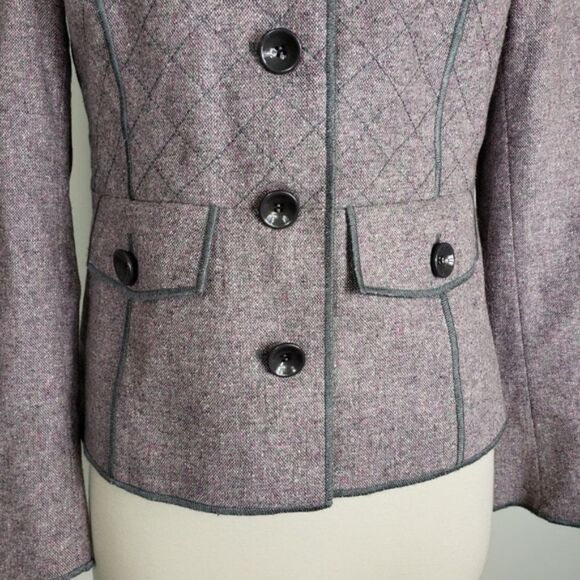 Worth New York Wool Blend Quilted Military Style Blazer Jacket Size 4 - Picture 4 of 10